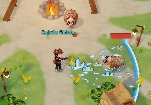 Efeito da skill Rajada Gélida no jogo
